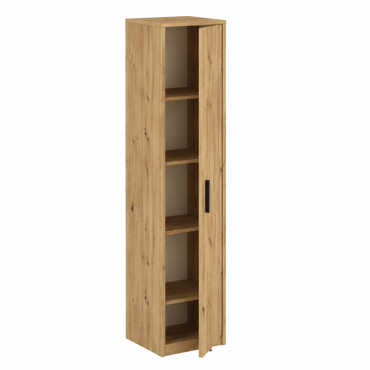 MATKAM Schmaler Mehrzweckschrank - Eleganter Kleiderschrank mit 4 Einlegeböden - Ideal für Schlafzimmer, Wohnzimmer und Büro - Artisan Eiche Dekor