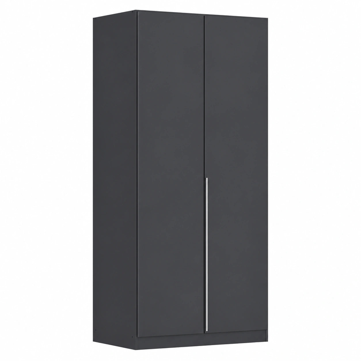 Moderner Rauch Möbel Kleiderschrank Alabama, 2-türig, Grau Metallic/Schwarz, 91 cm