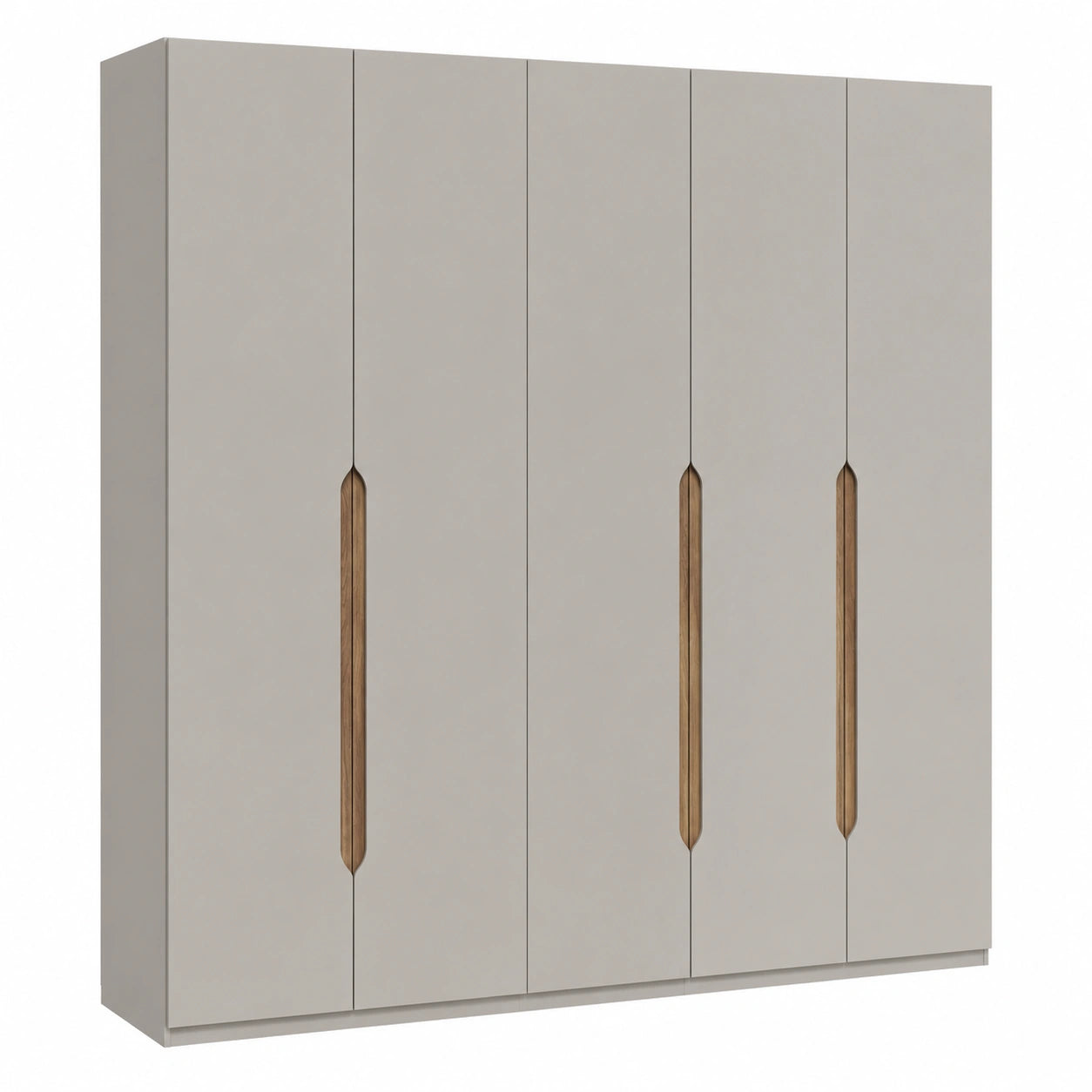 Moderner Kleiderschrank Forte EDWAL 280 in Kaschmir Beige, 6-türig mit abgerundeten Griffen