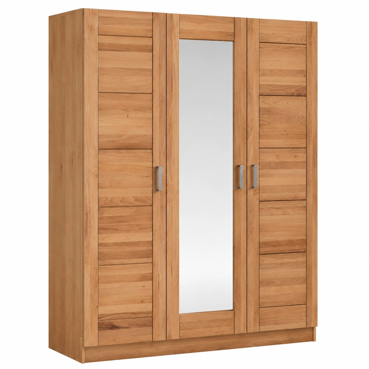Kleiderschrank mit Spiegeltüren aus massiver Kernbuche, naturgeölt, 3-türig - Modell Pia