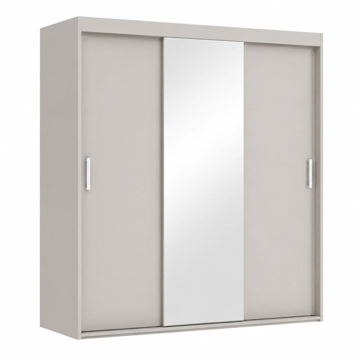 VIKK Großer Kleiderschrank mit Spiegel - 200x60x245cm - Schiebetürenschrank mit 2 Kleiderstangen, Maßanfertigung in Olen Kaschmir, Innenausstattung MAX