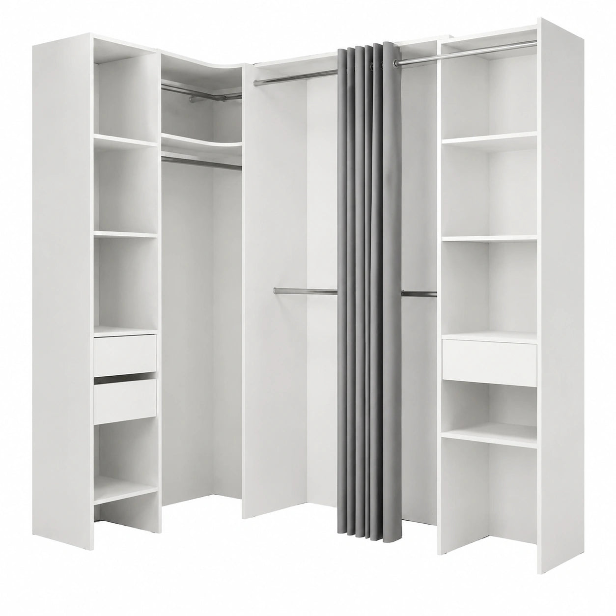 Dmora - Moderner Kleiderschrank Bazena, Schlafzimmermöbel, 214x141x205 cm, in Weiß