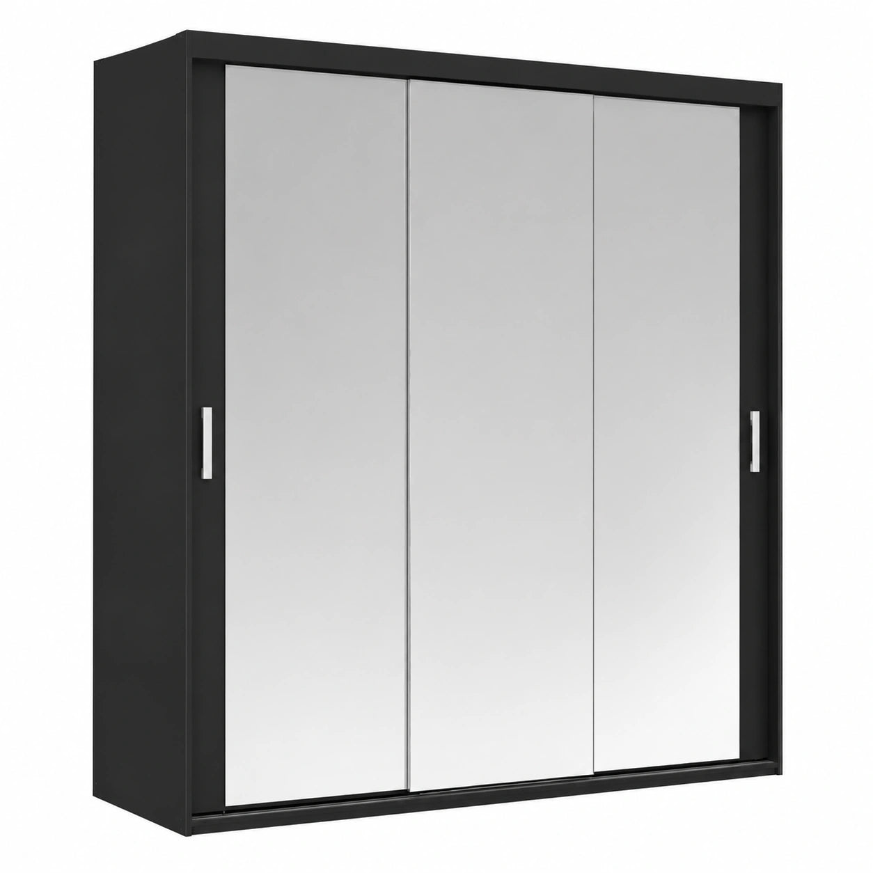VIKK Großer Kleiderschrank mit Spiegel und Schiebetüren, 190x60x215cm, Maßgeschneidert, Schwarz mit MAX Innenausstattung