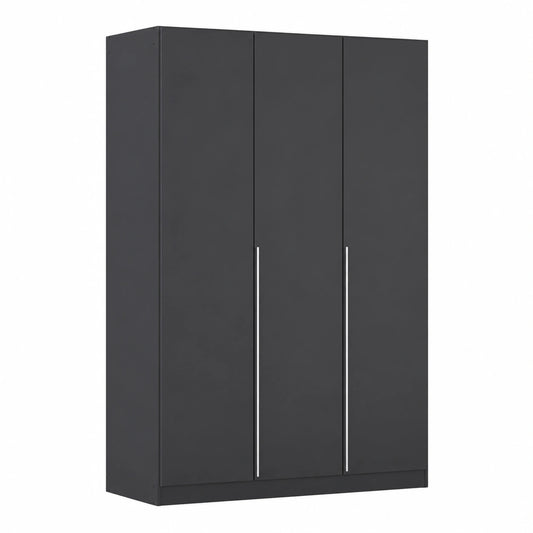 Rauch Möbel Alabama Kleiderschrank, 3-türig, Grau Metallic/Schwarz, 136 cm Breite, geeignet für Schlafzimmer und Flur