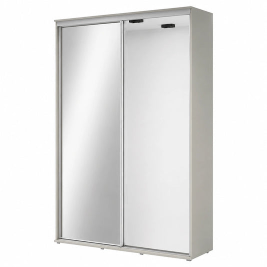 ZUZA 2 Kleiderschrank mit Spiegel und Schiebetüren - 130x242x45cm - Moderner Schrank für Schlafzimmer oder Flur - Kaschmir-Holzwerkstoff