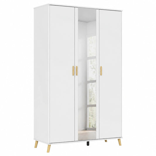 Rauch Möbel Falun, 3-türiger Kleiderschrank mit Spiegel in Weiß, 137 cm Breite, für Schlafzimmer und Kinderzimmer