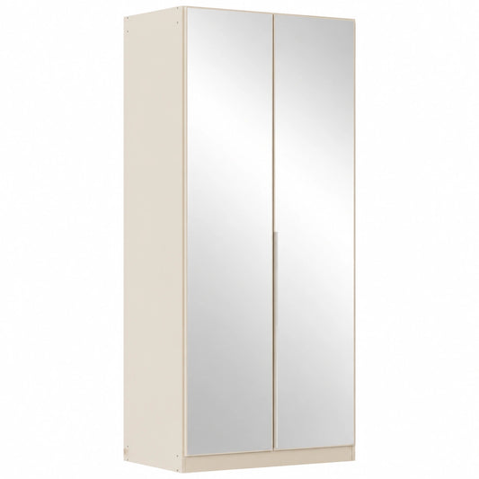Rauch Möbel Alabama, 2-türiger Kleiderschrank mit Spiegel, Schlafzimmer, Kinderzimmer, Flur, mit Basic-Zubehör, Beige, 91 cm breit