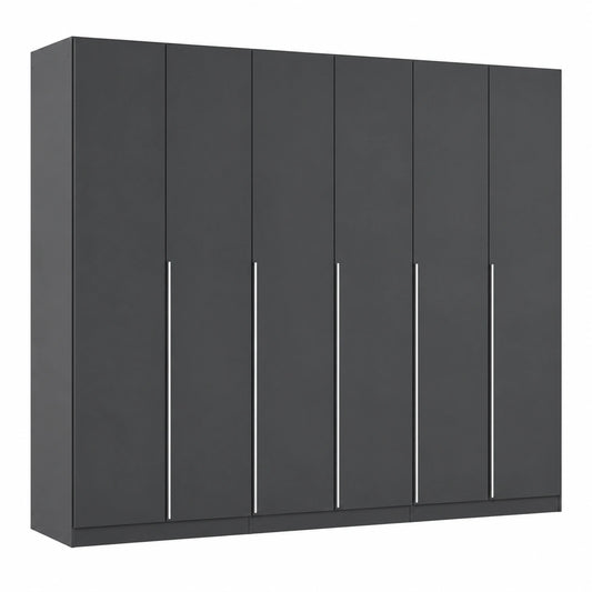 Rauch Möbel Alabama Kleiderschrank, 7-türig, Grau Metallic/Schwarz, 315 cm Breit, für Schlafzimmer und Flur