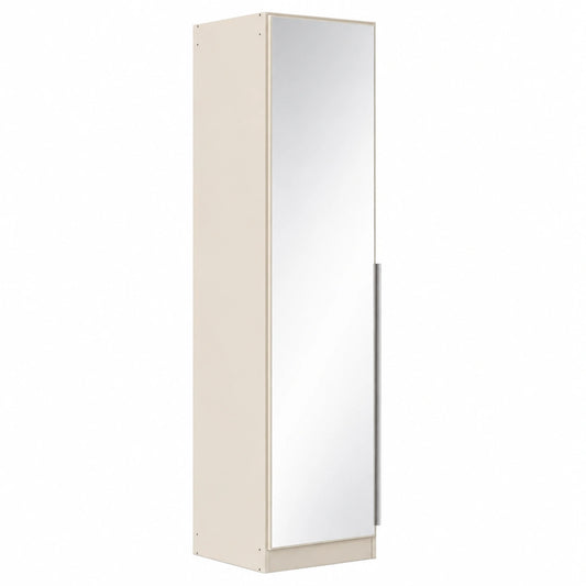 Einzeltüriger Kleiderschrank Alabama mit Spiegel, Beige, 47 cm
