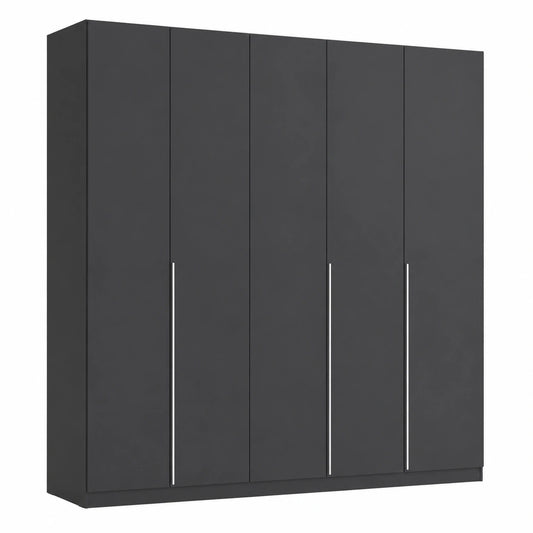 Rauch Möbel Kleiderschrank Alabama, 6-türig, Grau Metallic/Schwarz, für Schlaf- und Kinderzimmer, mit Zubehör, Breite 271 cm