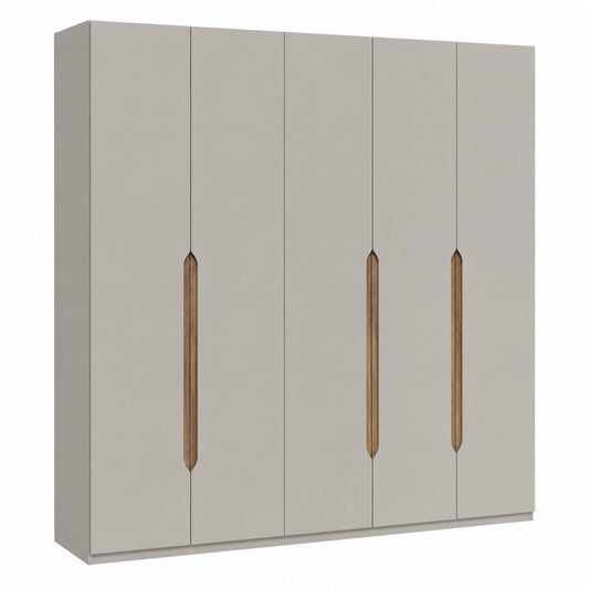 Moderner Kleiderschrank Forte EDWAL 280 in Kaschmir Beige, 6-türig mit abgerundeten Griffen