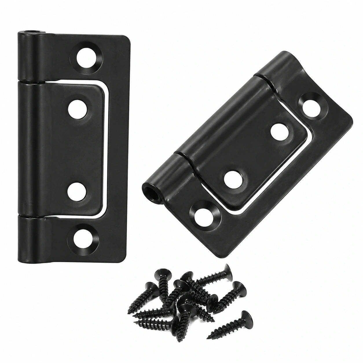 Lautlose 2 x 2,5 cm Türscharniere, doppelt gefaltet mit Beschichtung für Schränke und Fenster, inklusive Schrauben, dunkle Ausführung
