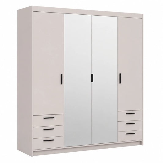 Großer Spiegel-Kleiderschrank Storicos in Beige für Ihr Schlafzimmer
