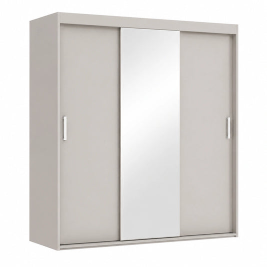 VIKK Großer Kleiderschrank mit Spiegel - 200x60x245cm - Schiebetürenschrank mit 2 Kleiderstangen, Maßanfertigung in Olen Kaschmir, Innenausstattung MAX