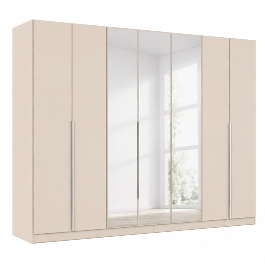 Rauch Möbel Alabama Schrank, 8-türig mit Spiegel, Premium Zubehör, Beige, 360 cm