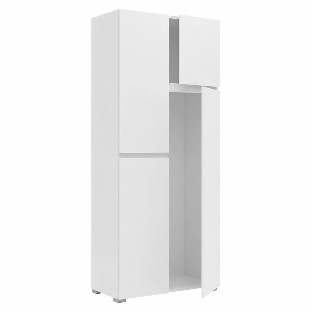 Dmora - Vielseitiger Schrank Camelia mit 4 Türen, Schuh- und Kleiderschrank, platzsparend, Hergestellt in Italien, 80x37x195 cm, Weiß