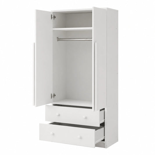 Großer Soweiz Kleiderschrank mit Doppeltüren und Schubladen, Stabil und Langlebig, 70x40x170cm, Weiß