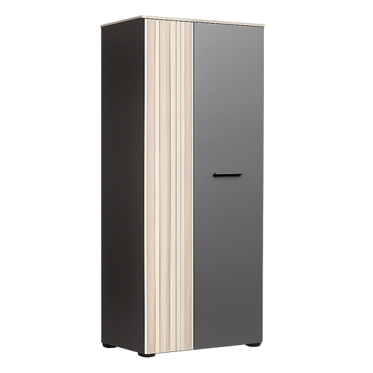 Esteban Kleiderschrank in Anthrazit und Eiche mit Rillenoptik, 60x195x36 cm