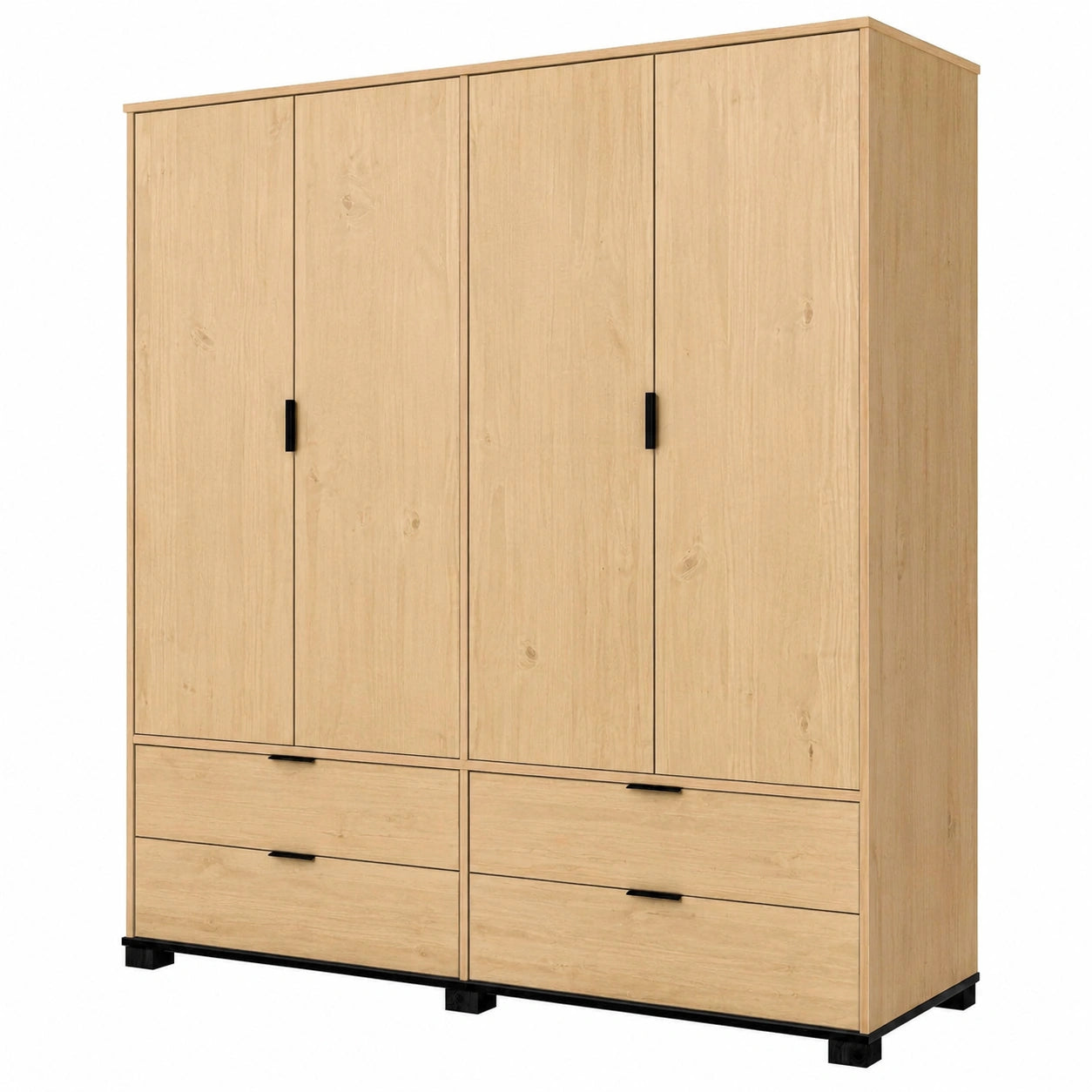 Inter Link Moderner Kleiderschrank mit Viel Stauraum, Eiche, 4 Türen & 4 Schubladen