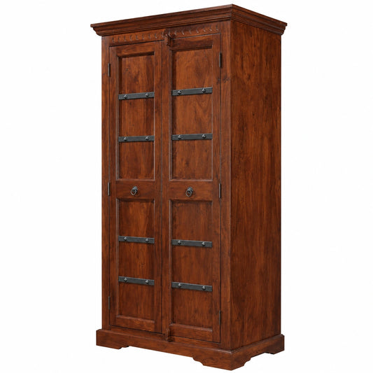 Oxford Kleiderschrank aus Akazienholz, dunkelbraun lackiert, 97x50x176 cm