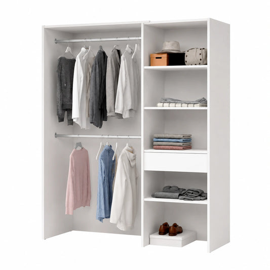 Großzügiger Dmora Lhotse Kleiderschrank für begehbare Garderobe, 160x40x187 cm, Weiß