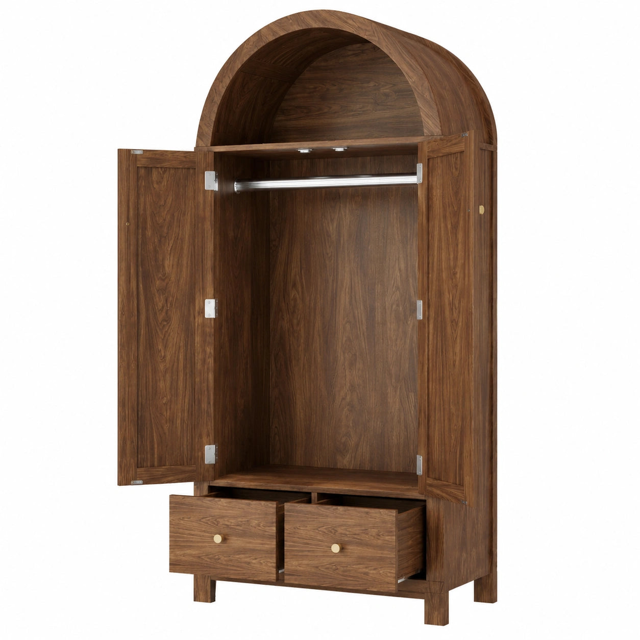 Landhaus Kleiderschrank Weiß mit Rattan, 2 Türen & Schublade, verstellbare Regalböden & Kleiderstange, Kippsicherung inklusive, 180x85x52 cm
