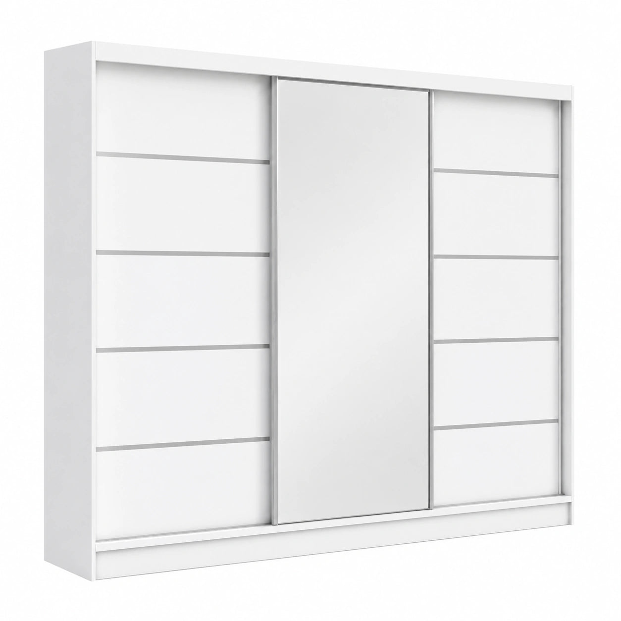 A&J MöbelLand Aurelia Kleiderschrank – 3-türiger Schwebetürenschrank mit Spiegel und Schubladen, 200 cm breit, ideal für Schlafzimmer oder Garderobe