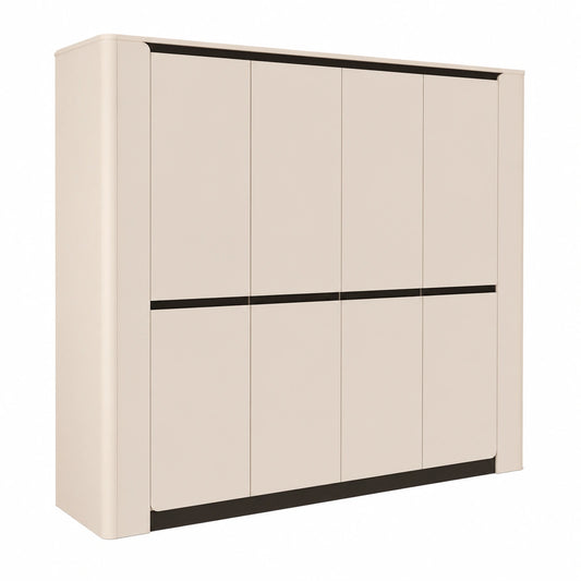 Moderner 4-türiger Kleiderschrank aus Holzwerkstoff in Kaschmir Beige, 240 cm Breite